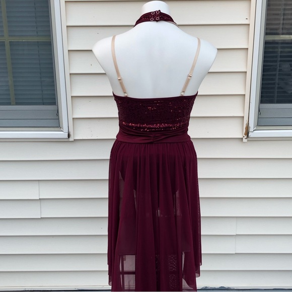 Weissman Wine Halter Lyrical Dress Dance Costume Size Large Child - Picture 3 of 4